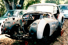 Triumph TR3 early during rebuild